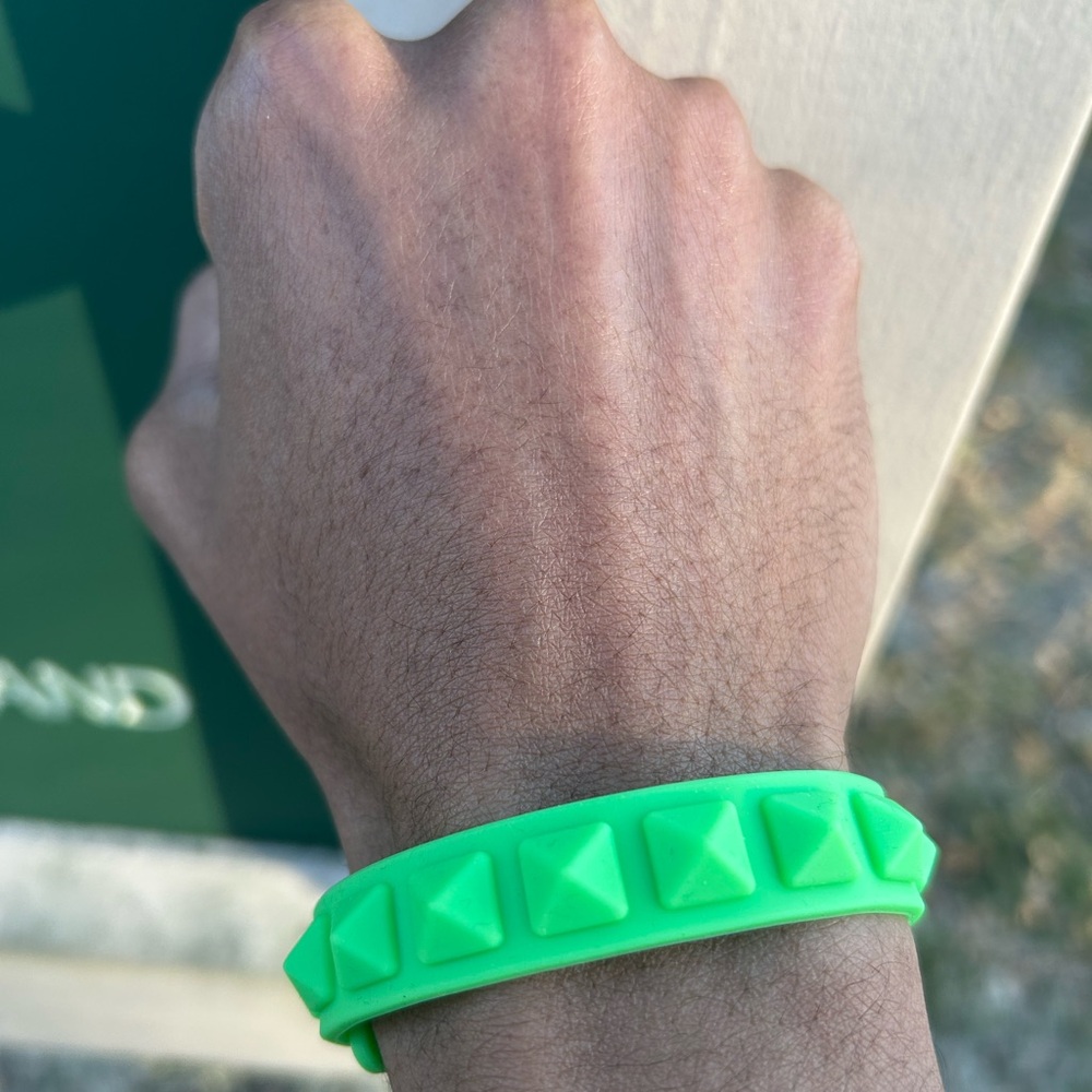 Neon Green silicone punk bracelet studded style ADJUSTABLE